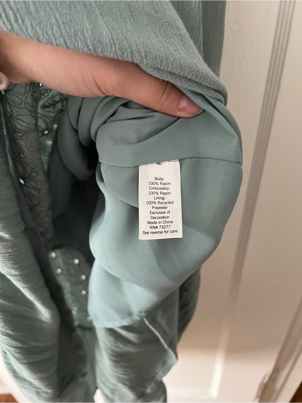 Sage Green Eyelet V-Neck Tiered Maxi Dress - Picture 3 of 5